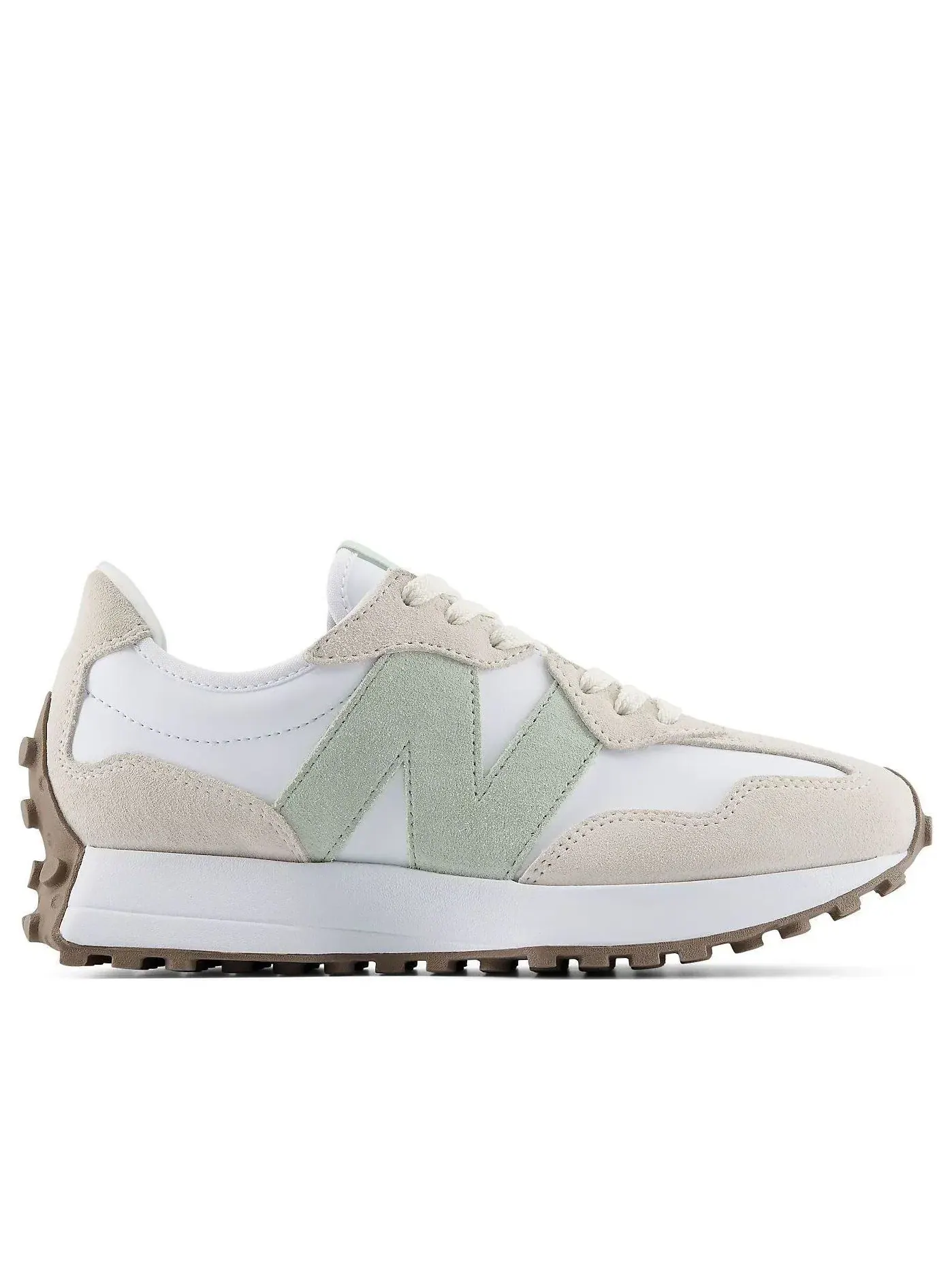 Женские кроссовки с шнуровкой New Balance 327 Angora White Silver Moss — изображение 2 из 6, белый