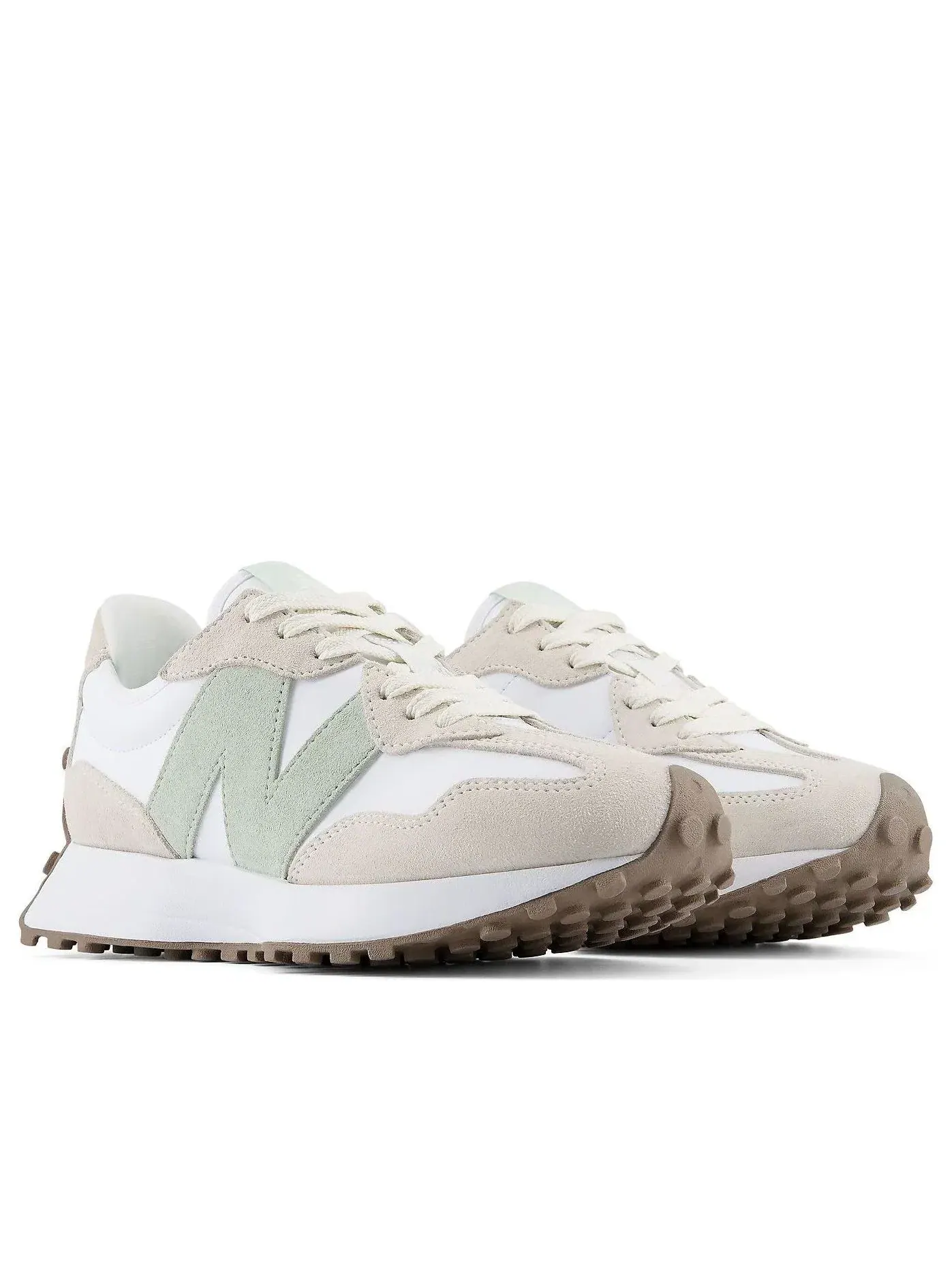 Женские кроссовки с шнуровкой New Balance 327 Angora White Silver Moss — изображение 4 из 6, белый