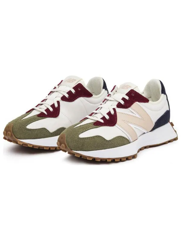 Кроссовки 327 New Balance — изображение 2 из 4, белый/зеленый/красный