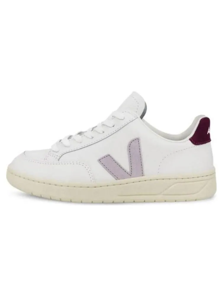 Кроссовки Veja V-12 Leather 'Extra White Purple' — изображение 2 из 5, белый