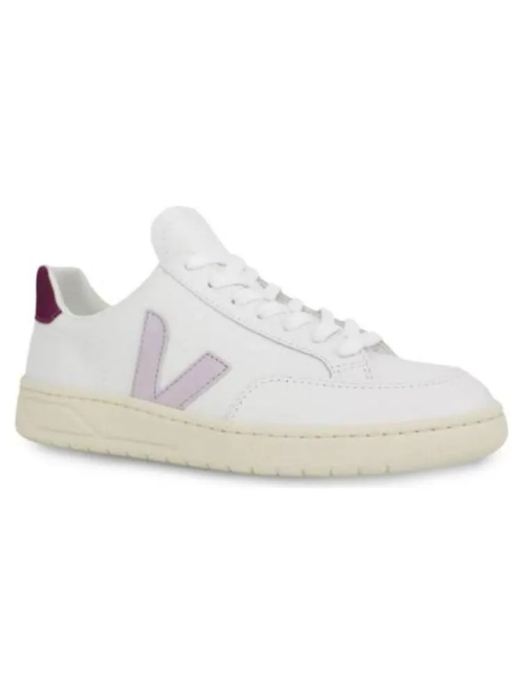 Кроссовки Veja V-12 Leather 'Extra White Purple' — изображение 3 из 5, белый