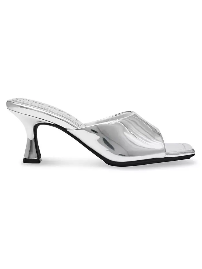 Женские сандалии Jerilyn Square Toe Mule Dress Sandals Anne Klein — изображение 2 из 9, серебряный