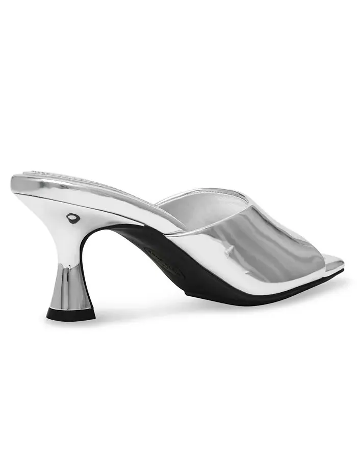Женские сандалии Jerilyn Square Toe Mule Dress Sandals Anne Klein — изображение 6 из 9, серебряный