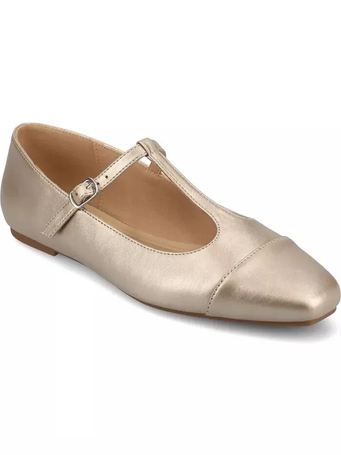 Женские туфли-лодочки Theah T-Strap Cap Toe Mary Jane Flats Journee Collection — изображение 7 из 7, кость