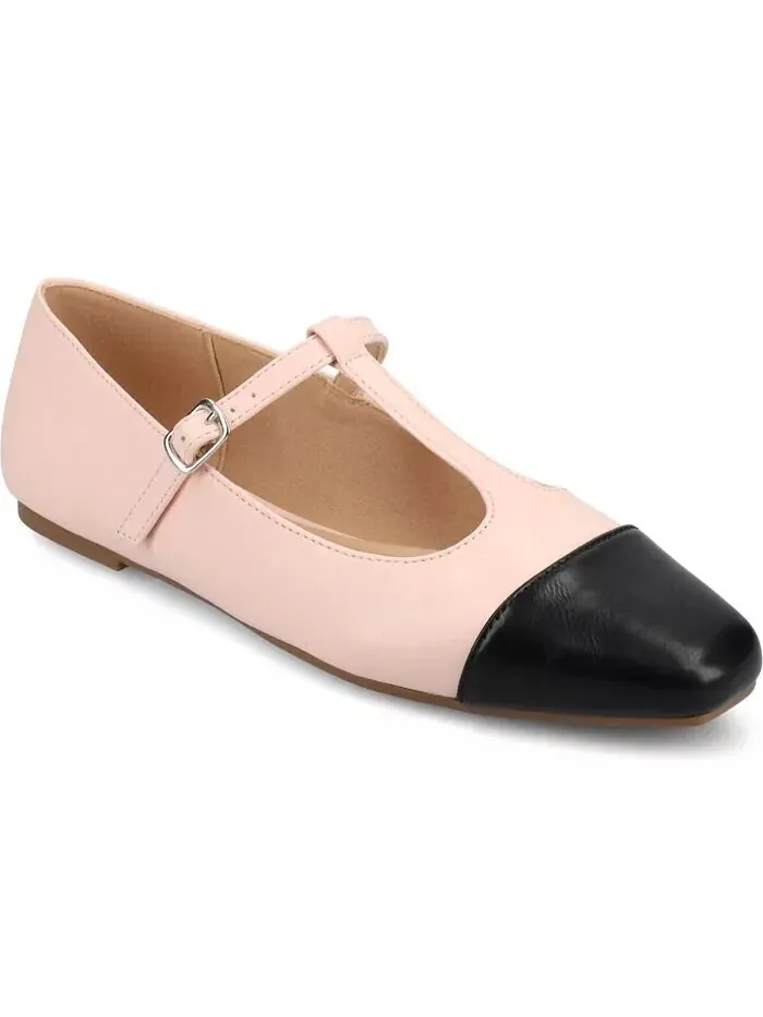 Женские туфли-лодочки Theah T-Strap Cap Toe Mary Jane Flats Journee Collection