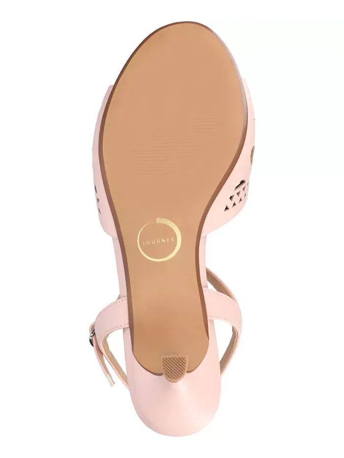 Женские перфорированные босоножки Jessly на каблуке-рюмочке Journee Collection — изображение 5 из 6, розовый