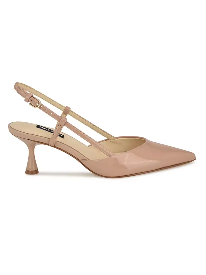 Женские туфли-лодочки Rhonda на каблуке-котенке с ремешком на щиколотке Nine West — изображение 2 из 5, бежевый/бежевый