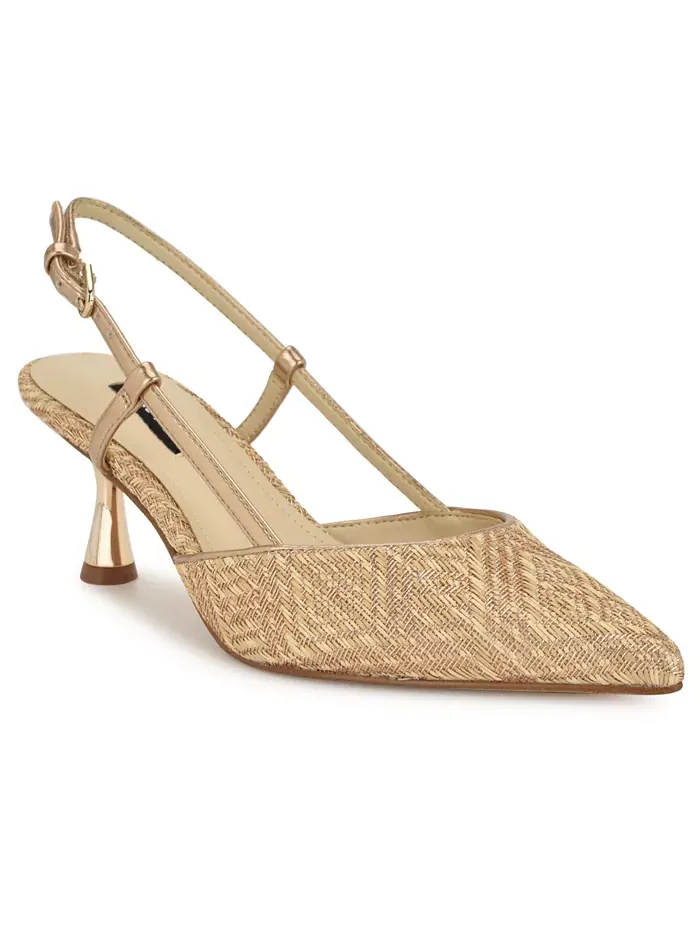 Женские туфли-лодочки Rhonda Kitten Heel Slingback Nine West — изображение 1 из 1, кремовый