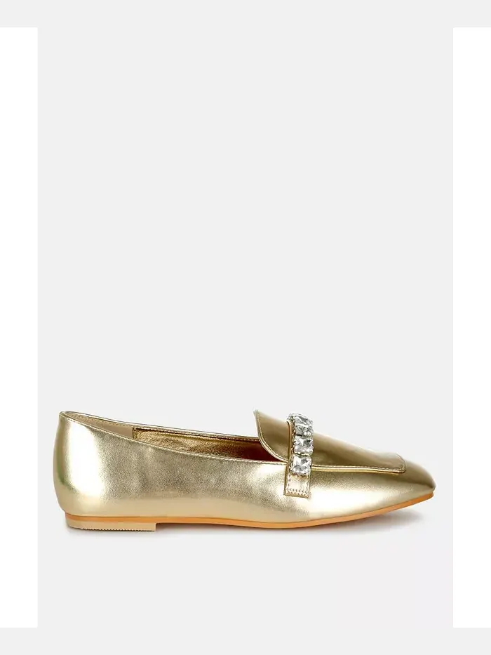 Celosia Metallic Diamante Strap Loafers – Лоферы Celosia с металлизированными ремешками и стразами