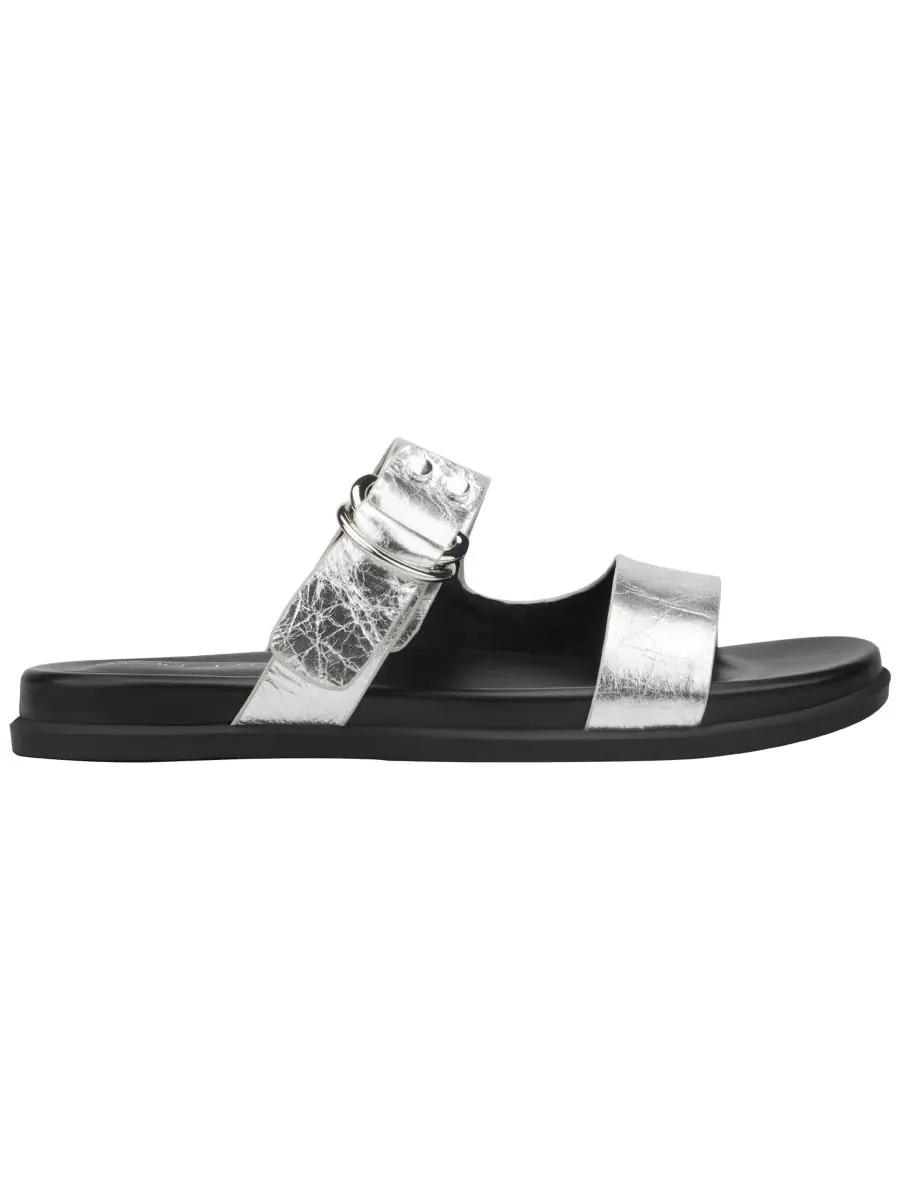Женские сандалии Gia Double Band Flat Slip-On Marc Fisher LTD — изображение 2 из 5, серебристый