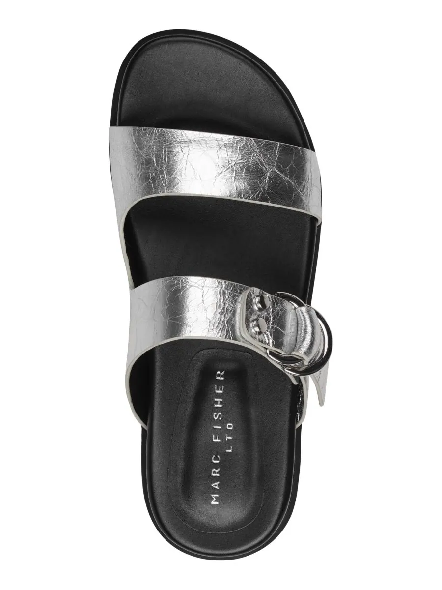 Женские сандалии Gia Double Band Flat Slip-On Marc Fisher LTD — изображение 4 из 5, серебристый