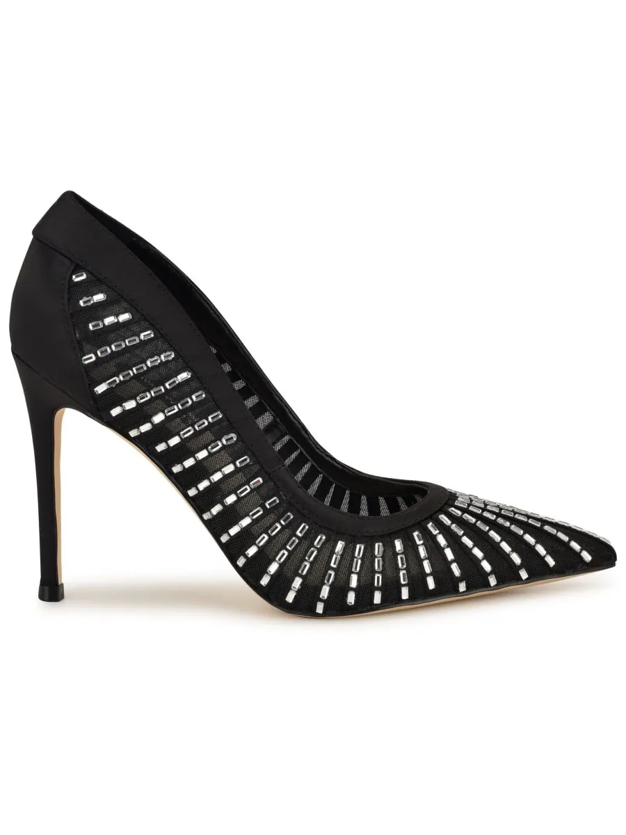Женские туфли-лодочки Feresah с декорированной сетчатой вставкой на шпильке Nine West — изображение 2 из 5, черный