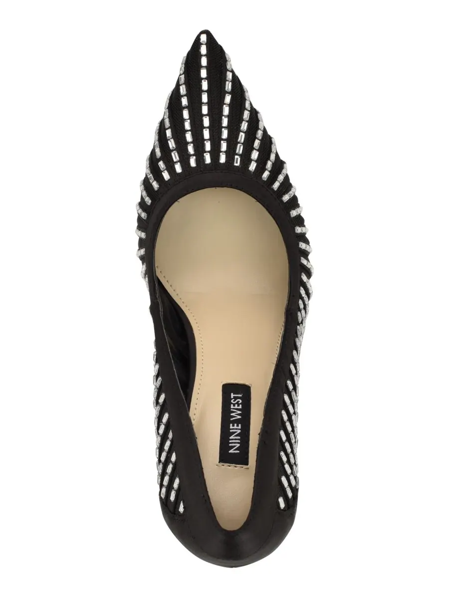 Женские туфли-лодочки Feresah с декорированной сетчатой вставкой на шпильке Nine West — изображение 4 из 5, черный
