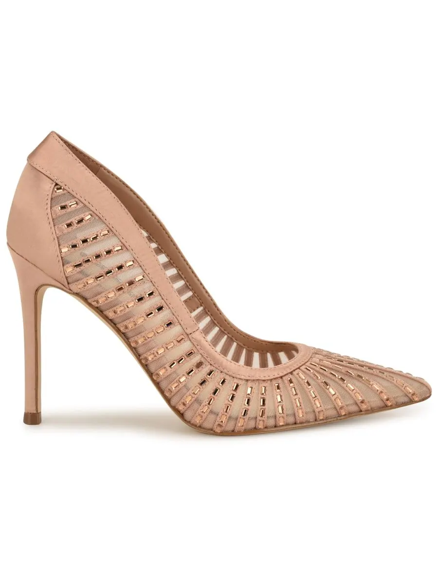 Женские туфли-лодочки Feresah с декорированной сетчатой вставкой на шпильке Nine West — изображение 2 из 5, белый