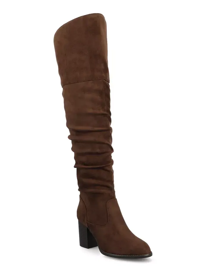 Женские сапоги Kaison Extra Wide Calf до колена со сложным каблуком Journee Collection
