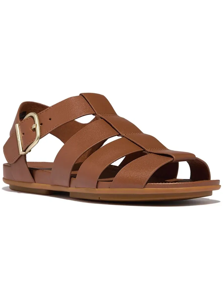 Сандалии-слипоны из кожи с плоским каблуком Gracie FitFlop — изображение 1 из 6, глубокий бежевый