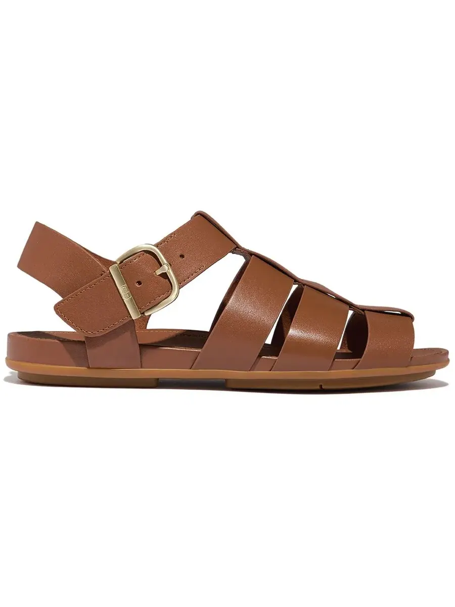 Сандалии-слипоны из кожи с плоским каблуком Gracie FitFlop — изображение 2 из 6, глубокий бежевый