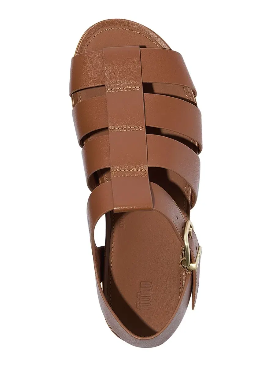 Сандалии-слипоны из кожи с плоским каблуком Gracie FitFlop — изображение 3 из 6, глубокий бежевый