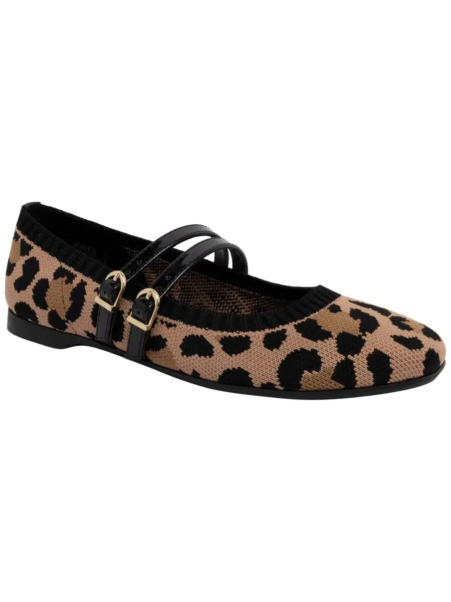 Балетки с квадратным носком и пряжкой, Serity Knit Mary Jane Jones New York, Leopard Knit