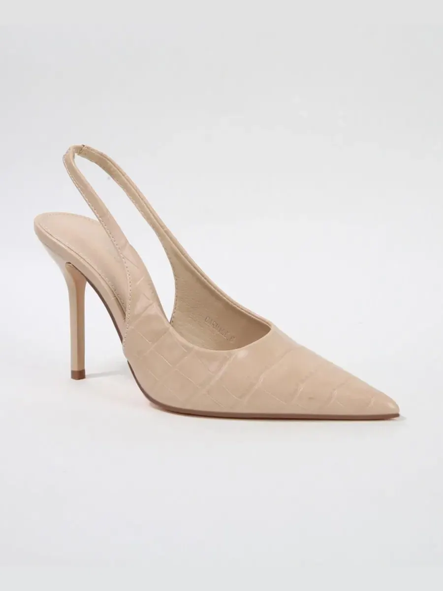 Туфли Carmine Croco-Embossed Slingback Stiletto Pumps BERNESS