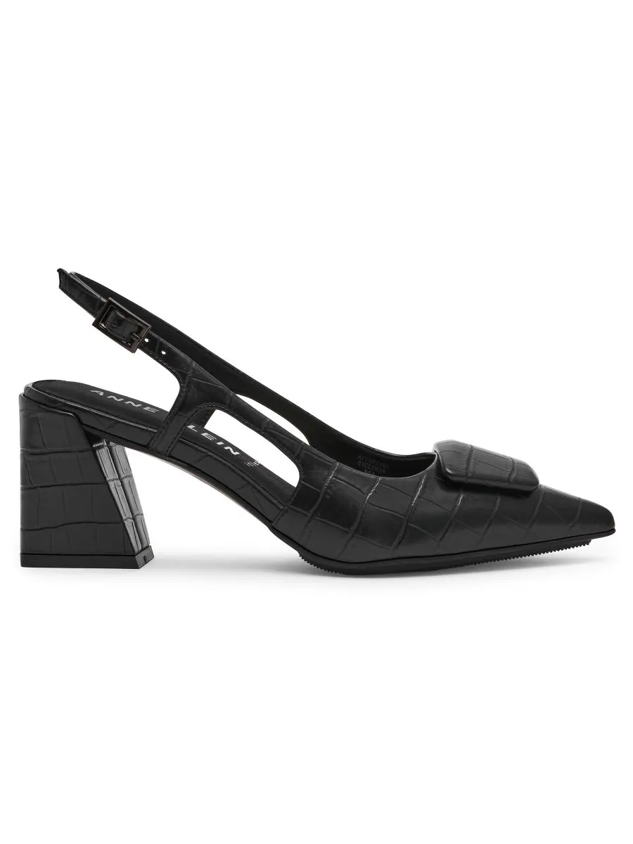 Женские туфли-лодочки Renetta на массивном каблуке с открытой пяткой Anne Klein — изображение 2 из 10, черный
