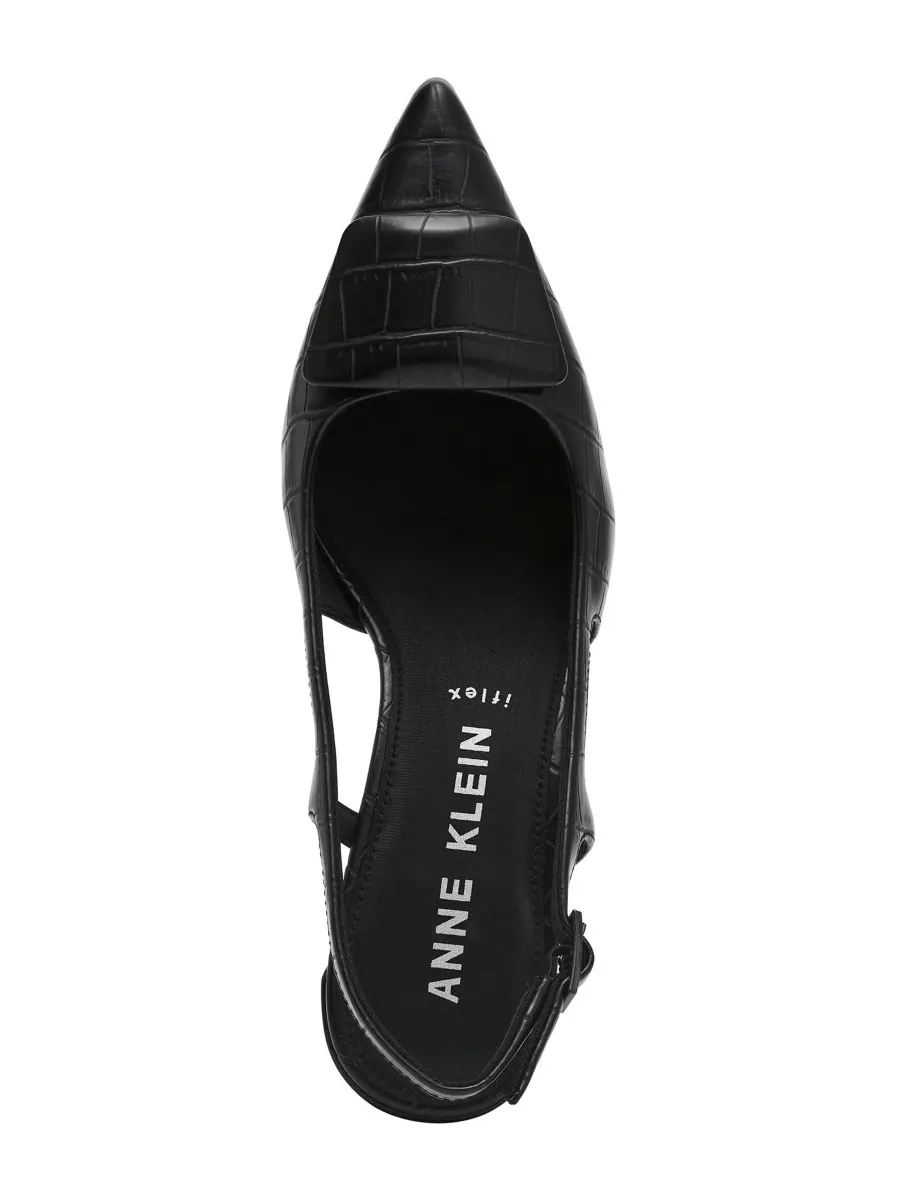 Женские туфли-лодочки Renetta на массивном каблуке с открытой пяткой Anne Klein — изображение 4 из 10, черный