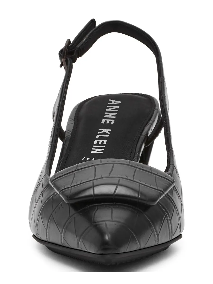 Женские туфли-лодочки Renetta на массивном каблуке с открытой пяткой Anne Klein — изображение 6 из 10, черный
