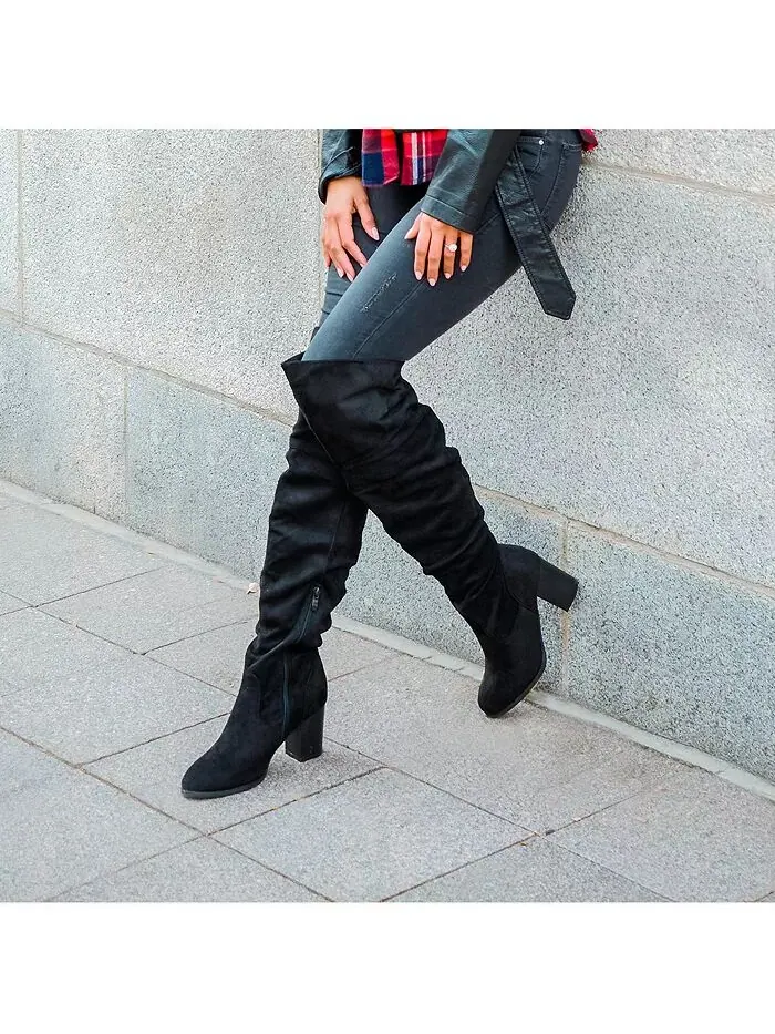 Женские сапоги Kaison Stacked Heel выше колена Journee Collection — изображение 7 из 7, тауп