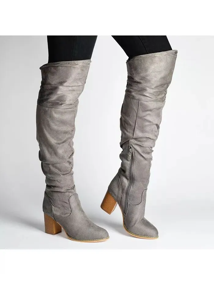 Женские сапоги Kaison Stacked Heel выше колена Journee Collection — изображение 7 из 7, черный