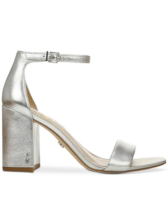 Женские босоножки Daniella из двух частей на блочном каблуке Sam Edelman — изображение 2 из 5, серебристый металлик