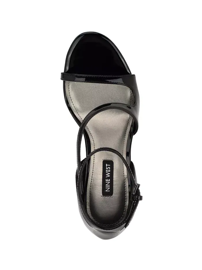 Женские асимметричные босоножки Shimmy на высоком каблуке-стилете Nine West — изображение 4 из 5, черный