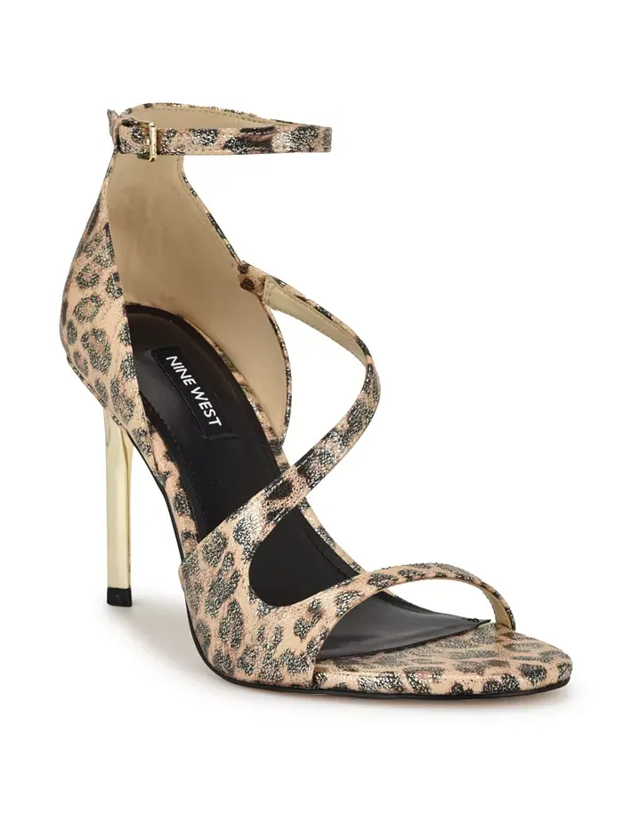 Женские асимметричные босоножки Shimmy на высоком каблуке-стилете Nine West — изображение 1 из 5, золотистый