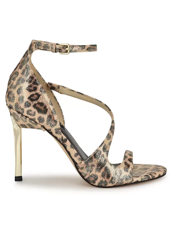 Женские асимметричные босоножки Shimmy на высоком каблуке-стилете Nine West — изображение 2 из 5, золотистый