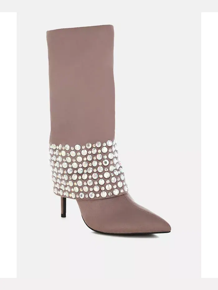 BASSO Party Diamante Stiletto ботинки для женщин с шипами London Rag — бежевый