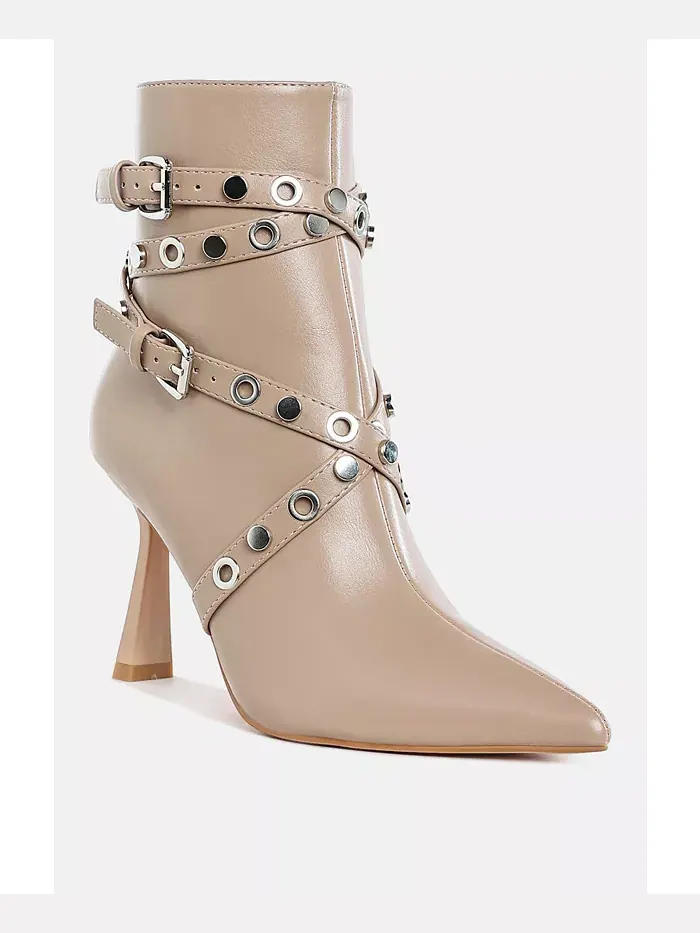 Женские ботинки Jaunts Eyelets & Studs Harness до щиколотки London Rag — изображение 2 из 6, бежевый/бежевый