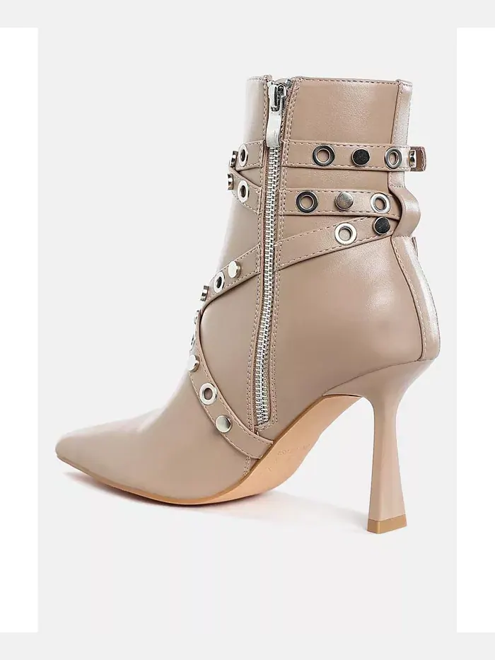 Женские ботинки Jaunts Eyelets & Studs Harness до щиколотки London Rag — изображение 3 из 6, бежевый/бежевый