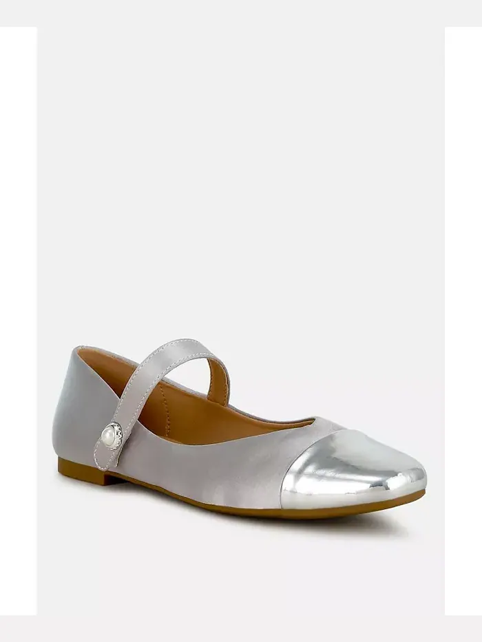 Туфли Мэри Джейн из твида Albi Patent Toe Cap Female London Rag — изображение 2 из 6, серебряный