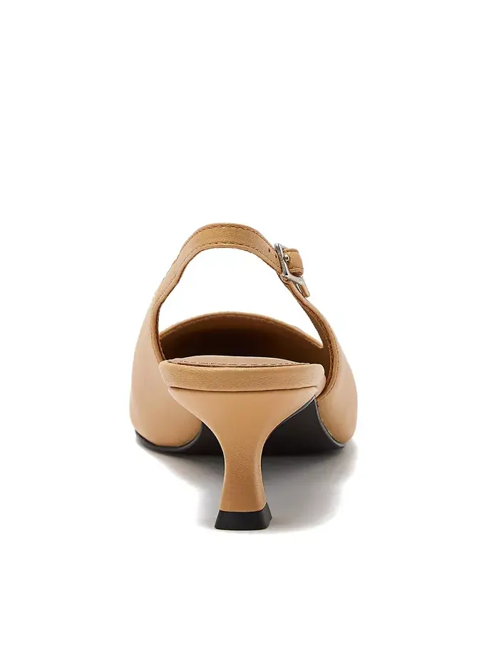 Женские кожаные туфли-лодочки на каблуке kitten heel с мыском cap toe Lands' End — изображение 4 из 4, мульти