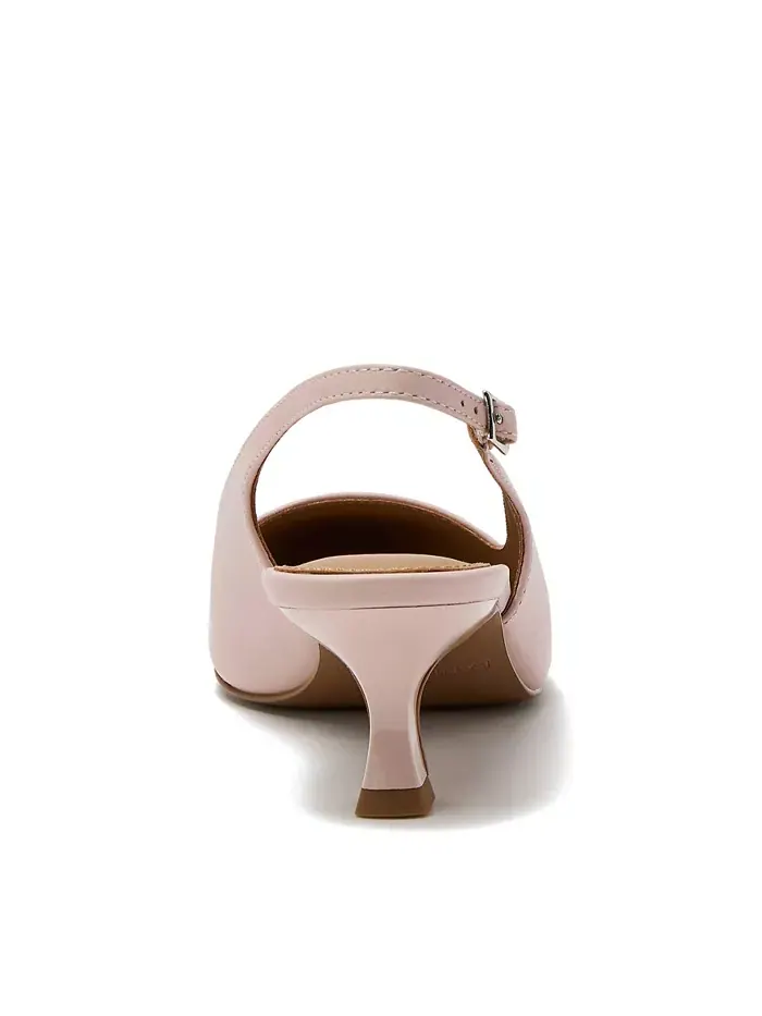 Женские кожаные туфли-лодочки на каблуке kitten heel с мыском cap toe Lands' End — изображение 4 из 4, розовый