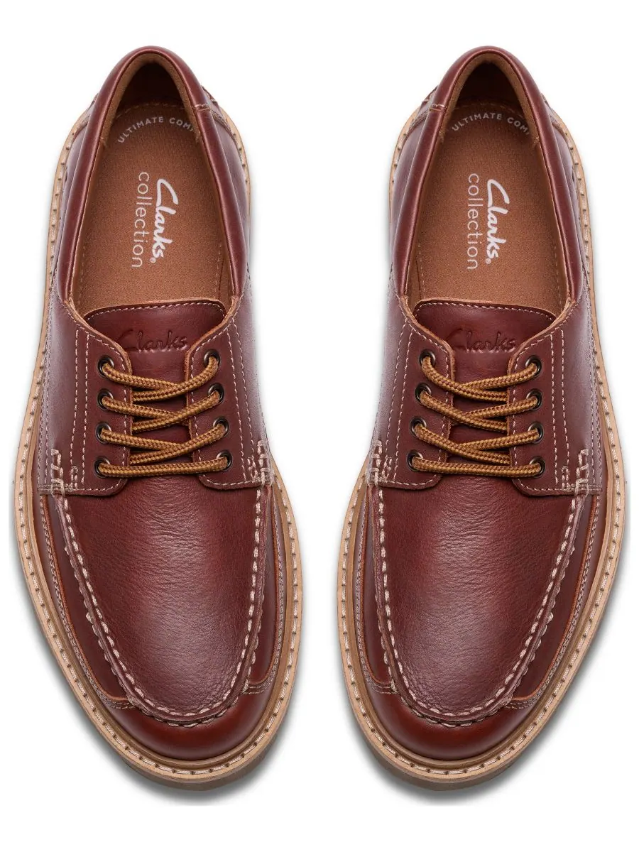 Туфли мужские Clarks Weltridge Moc Toe, повседневные, на шнуровке, мокасиновый носок — изображение 4 из 6, темный бежевый