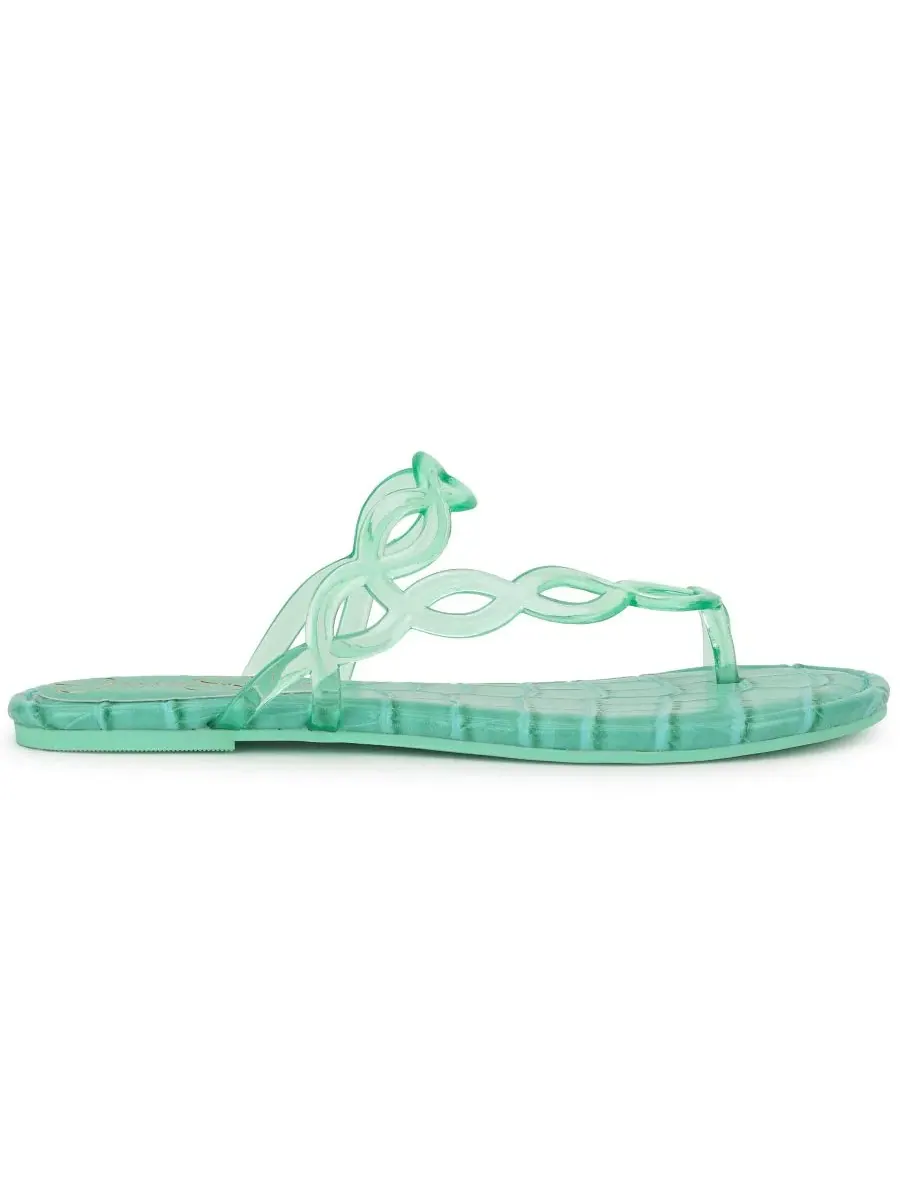 Женские сандалии-балетки Aloni Jelly с кольцом для пальца Jessica Simpson, Seafoam Vinyl — изображение 2 из 5
