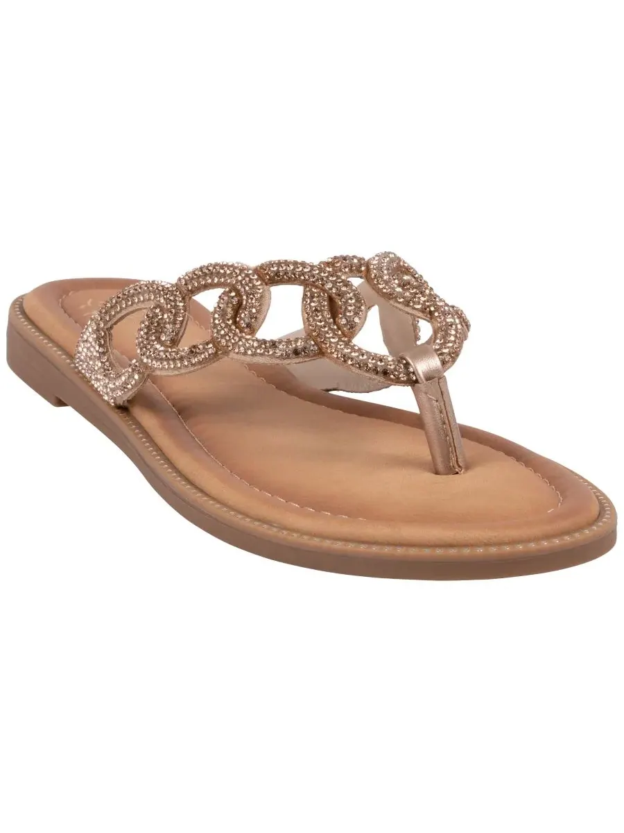 Женские сандалии-вьетнамки Vania с цепочкой GC Shoes — изображение 1 из 5, розовый золотистый