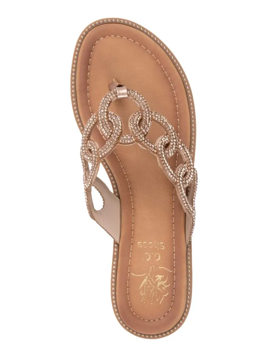 Женские сандалии-вьетнамки Vania с цепочкой GC Shoes — изображение 4 из 5, розовый золотистый
