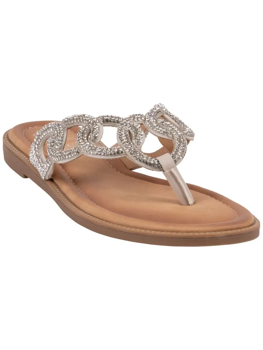Женские сандалии-вьетнамки Vania с цепочкой GC Shoes — серебристый
