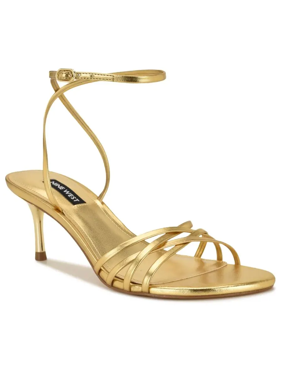 Женские сандалии Gazey на невысоком каблуке с ремешком на щиколотке Nine West — изображение 1 из 5, золото