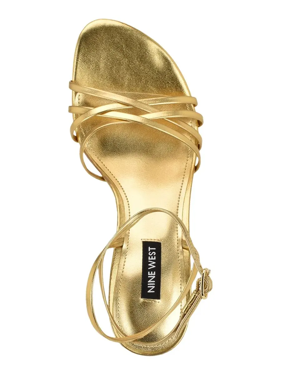 Женские сандалии Gazey на невысоком каблуке с ремешком на щиколотке Nine West — изображение 4 из 5, золото