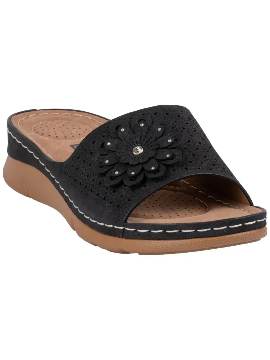 Женские удобные сандалии Gabbie Flower Rosette GC Shoes — изображение 1 из 5, черный