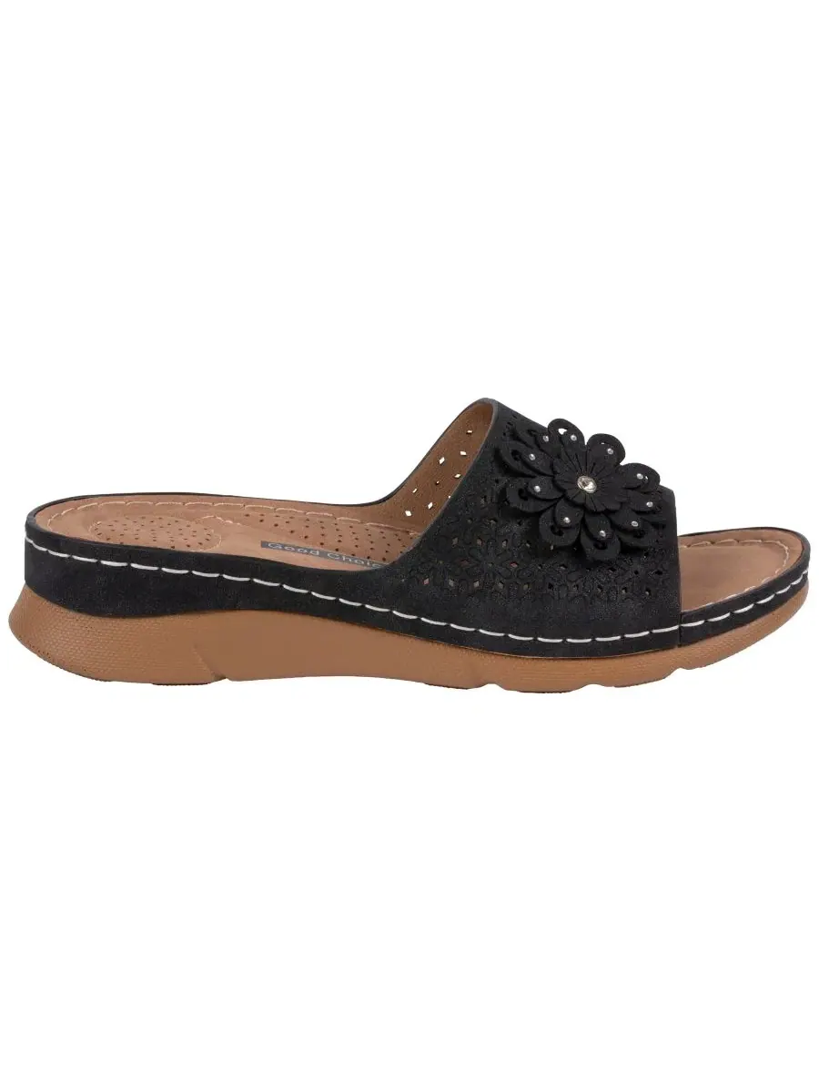 Женские удобные сандалии Gabbie Flower Rosette GC Shoes — изображение 2 из 5, черный