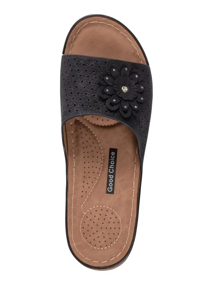 Женские удобные сандалии Gabbie Flower Rosette GC Shoes — изображение 4 из 5, черный