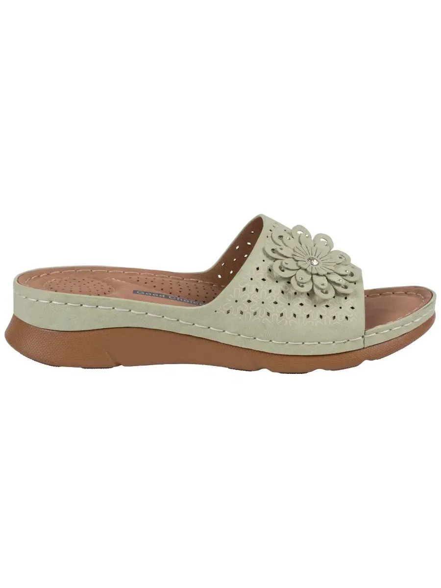 Женские удобные сандалии Gabbie Flower Rosette GC Shoes — изображение 2 из 5, зеленый
